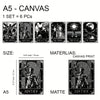 6pcs/set Black White Tarot Posters Wall Art, Living Room Bedroom Modern Wall Painting No Frame