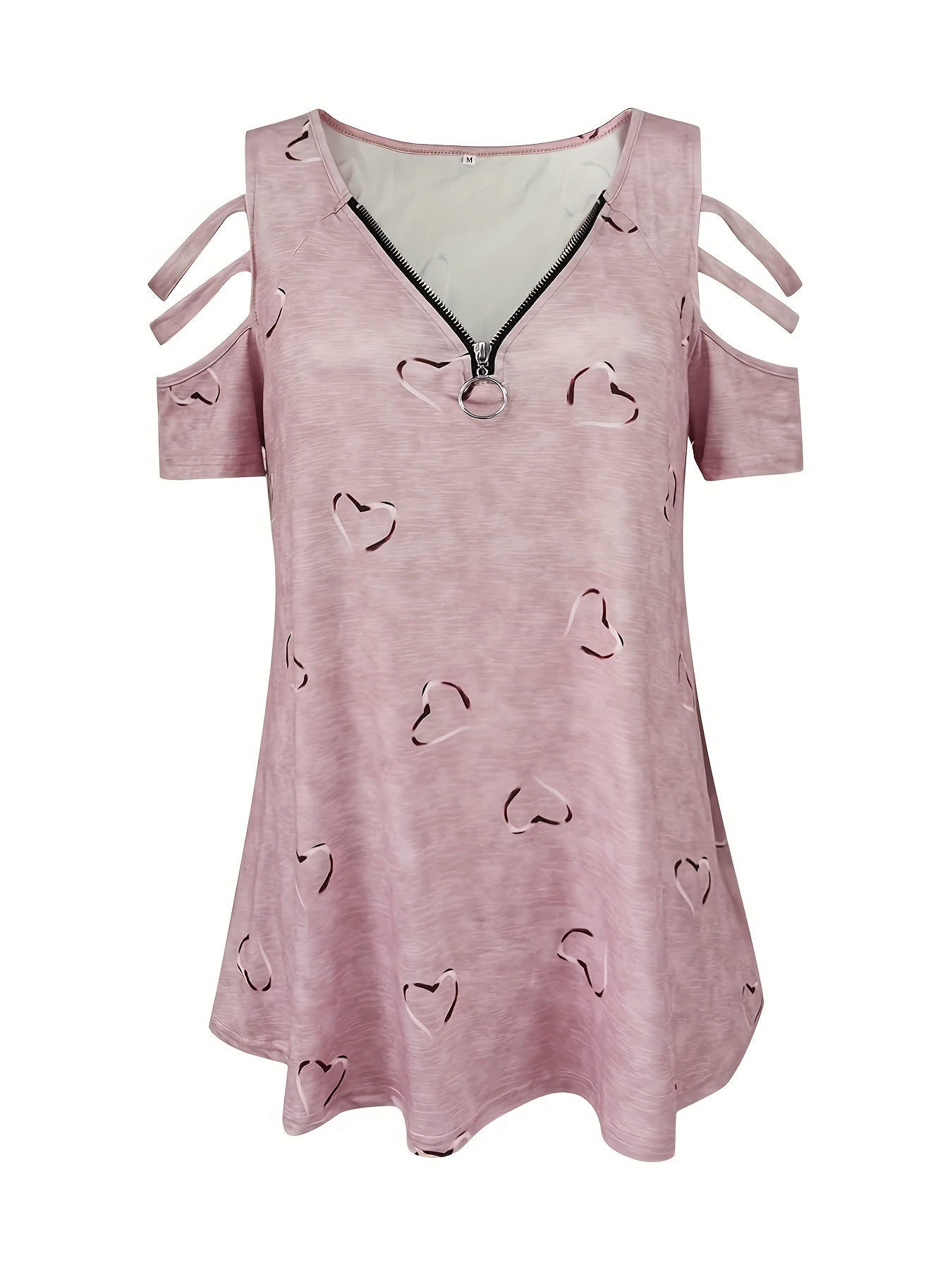 2021 Women's V-Neck Zipper Printed T-Shirt - Soft, Casual, Loose Fit for Daily Wear