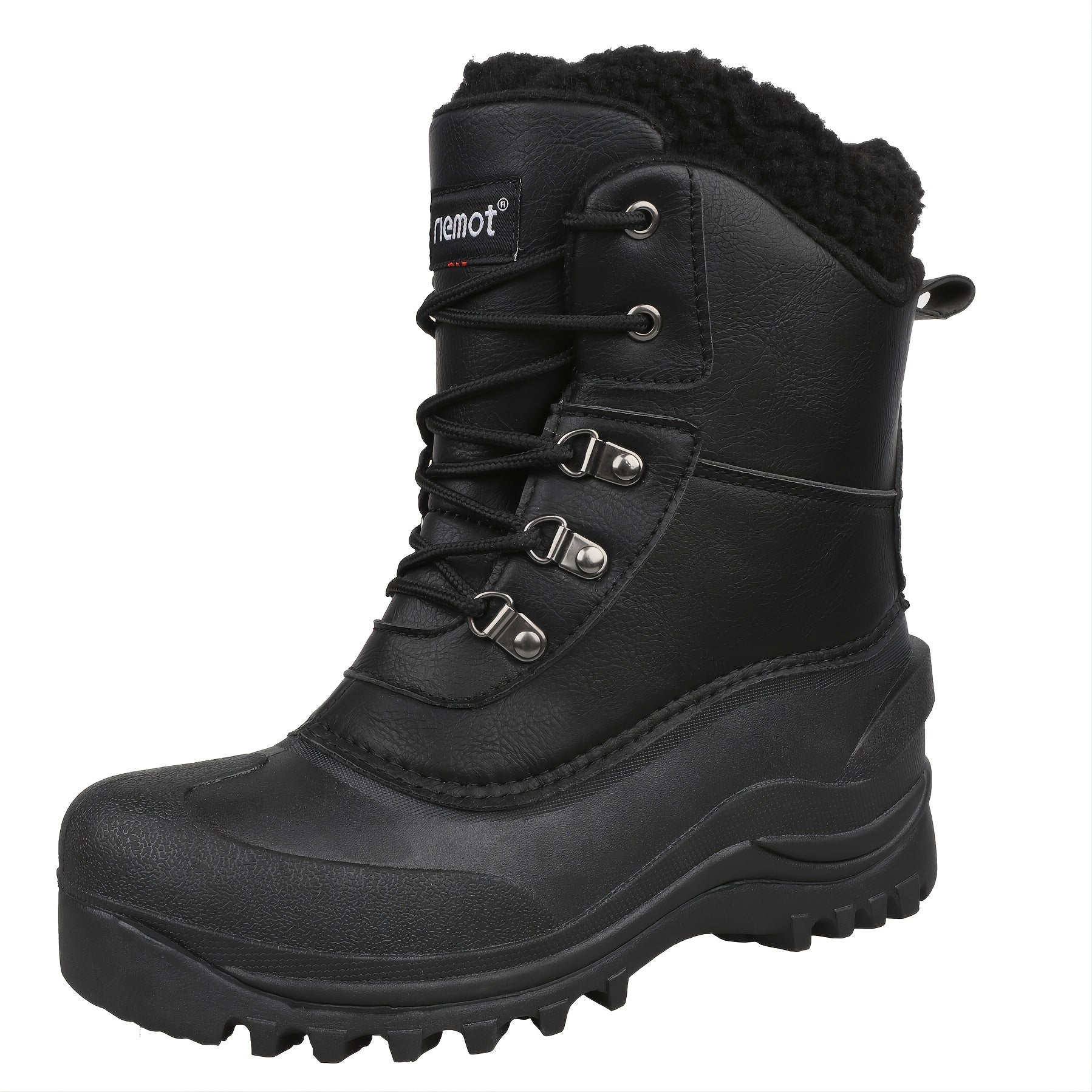 [Popular Choice] Riemot Men's High Quality Snow Boots - Durable, Non-Slip Traction Sole for Hiking, Trekking & Gardening - Warm Fleece Lined Ankle Support, Lace-Up Closure- Versatile All-Season Outdoor Footwear, Winter Hiking