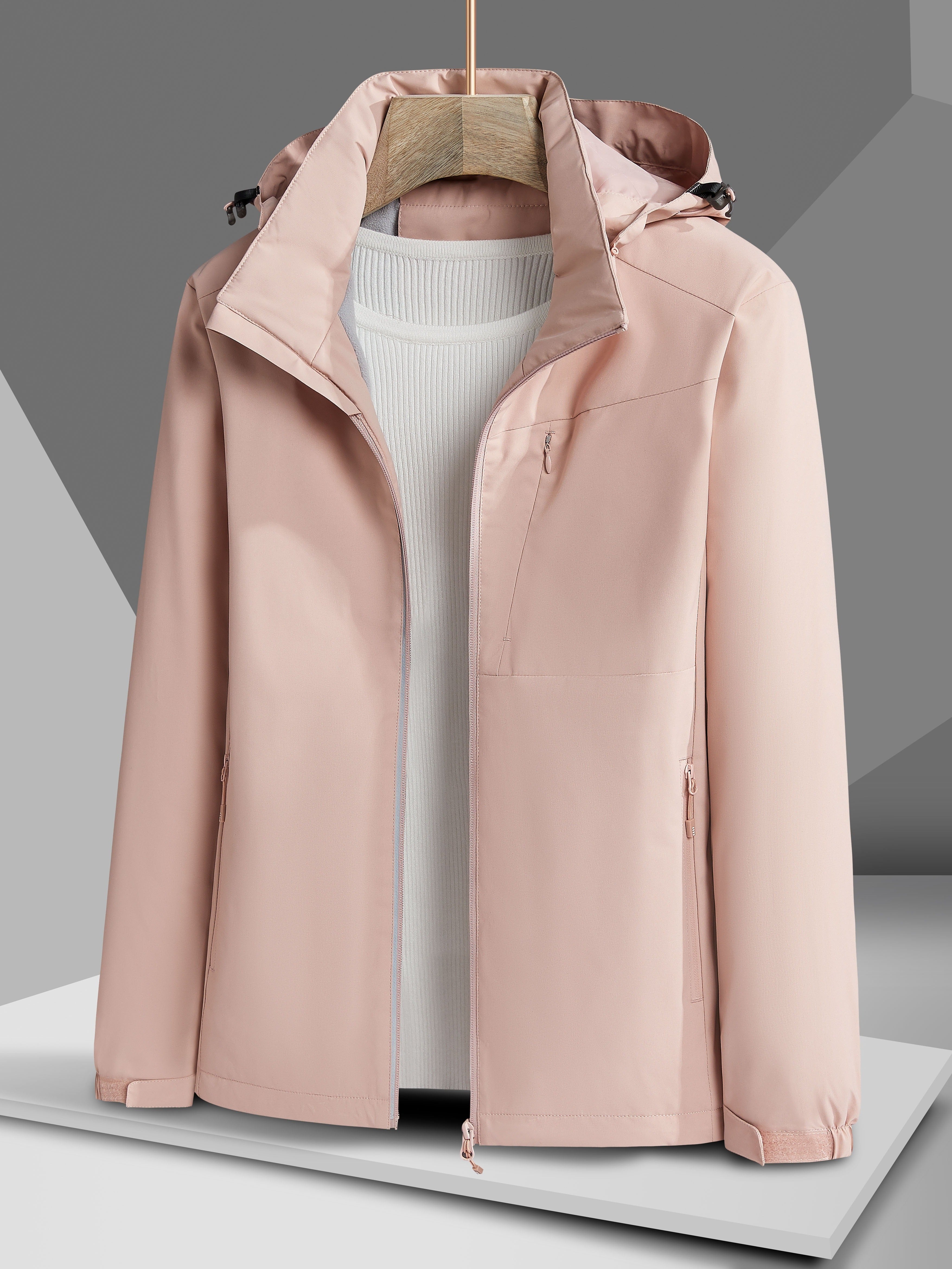 Women's Autumn and Winter Outdoor Sports Casual Warm Fleece Lined Windproof Stand Collar Jacket