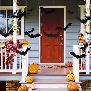 12 Pcs Halloween Christmas Party Decorations Flying Bats with Glowing Eyes Outdoor Yard Tree Hanging Wind Chimes Home Decor