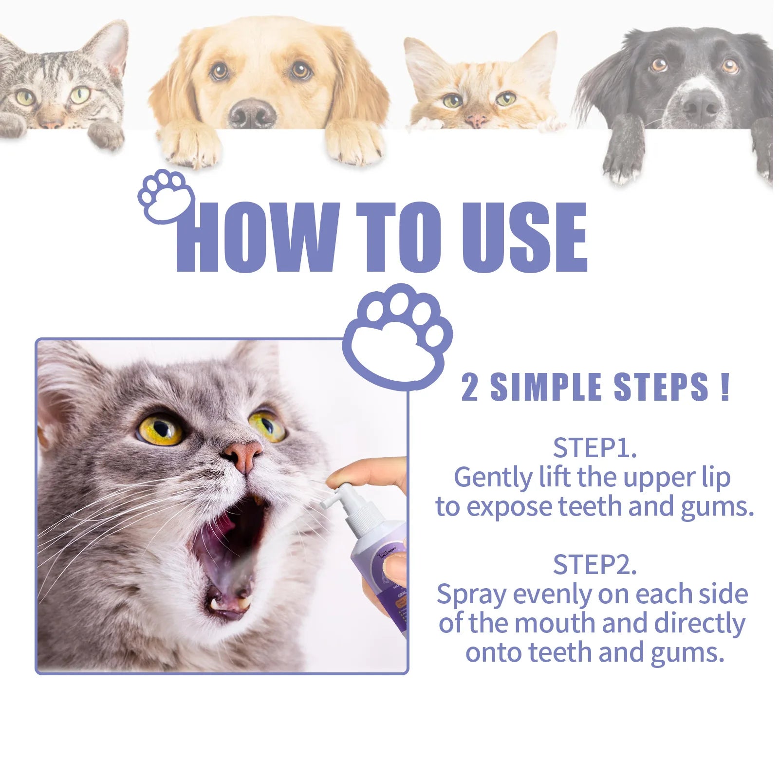 Yegbong Pet Oral Cleaning Spray Dogs Cats Mouth Fresh Deodorant Remove Tartars Bad Breath Removal Health Care Pet Odor Cleaner