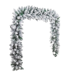 1pc 9FT Snow Flocked Christmas Garland, White Pine Garland for Xmas Tree, Stairs, Fireplace, Winter Holiday Decor.