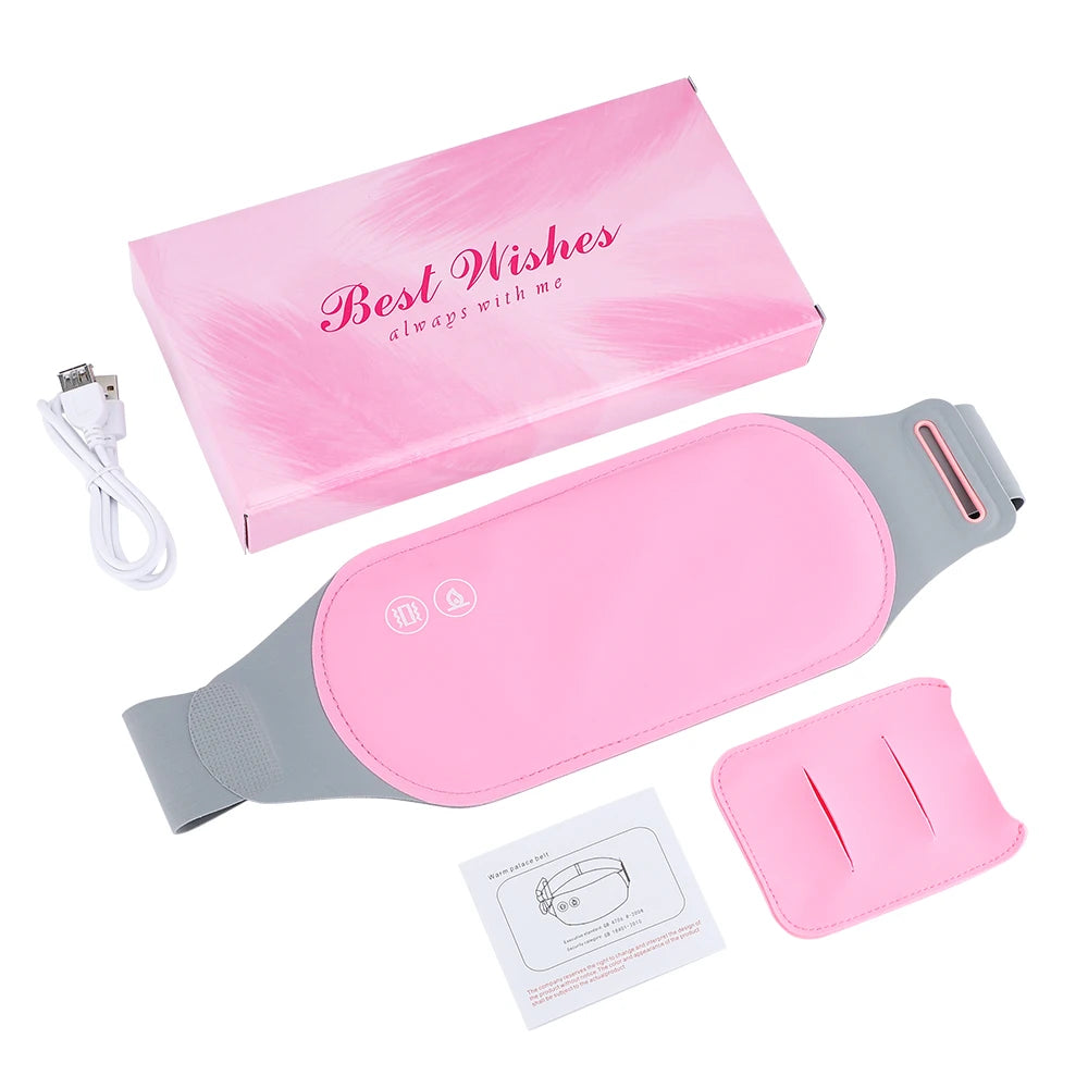 Electric Period Cramp Massager Vibrating Heating Belt for Menstrual Waist Stomach Abdominal Warm Palace Belt - You Offer
