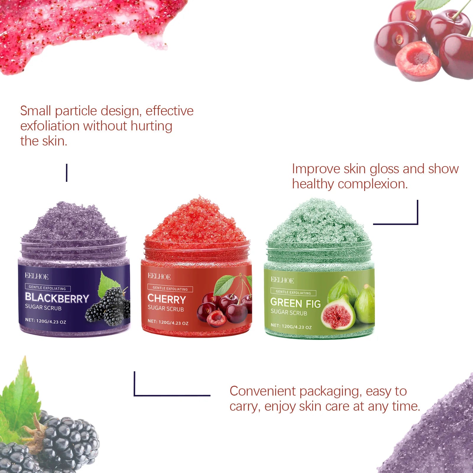 Eelhoe 120g Sugar Body Exfoliating Scrub Cleaning Skin Oil Control Remove Dead Skin Repair Rough Nourishing Smooth Skin Scrub