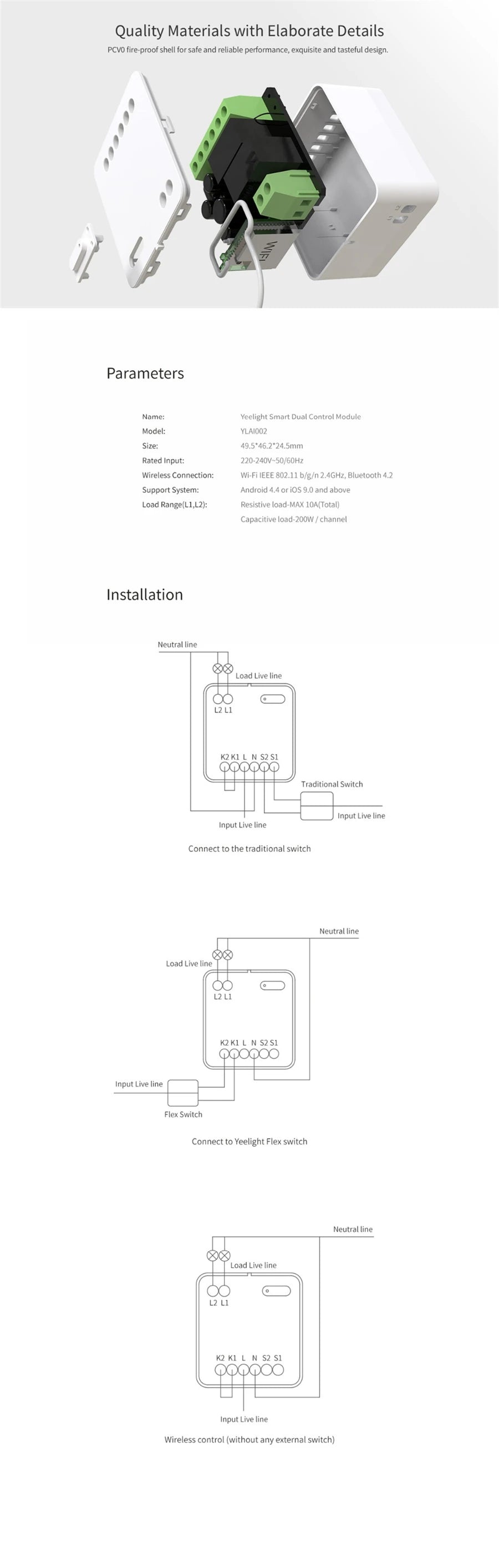 ( Global Version ) Yeelight smart dual control module Two-way Wireless Relay Controller smart switch Work For xiaomi Mijia APP