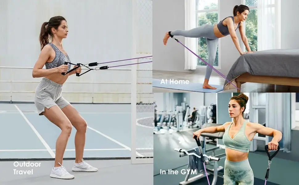 300lb Fitness Booty Resistance Elastic Band Workout for Training Home Exercise Sport Gym Dumbbell Harness Set Expander Equipment