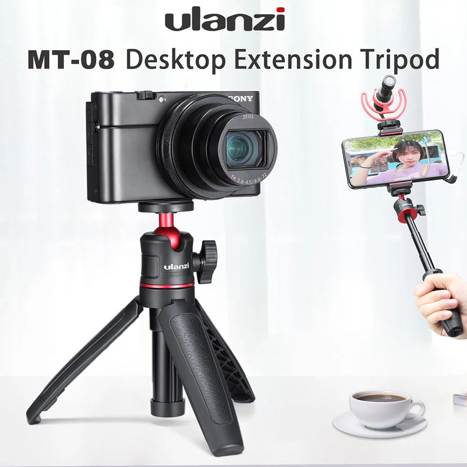 Ulanzi MT-08 Foldable Tripod for Phone Mini Portable Selfie Stick1/4''Screw Ballhead Universal For Camera DSLR Accessories