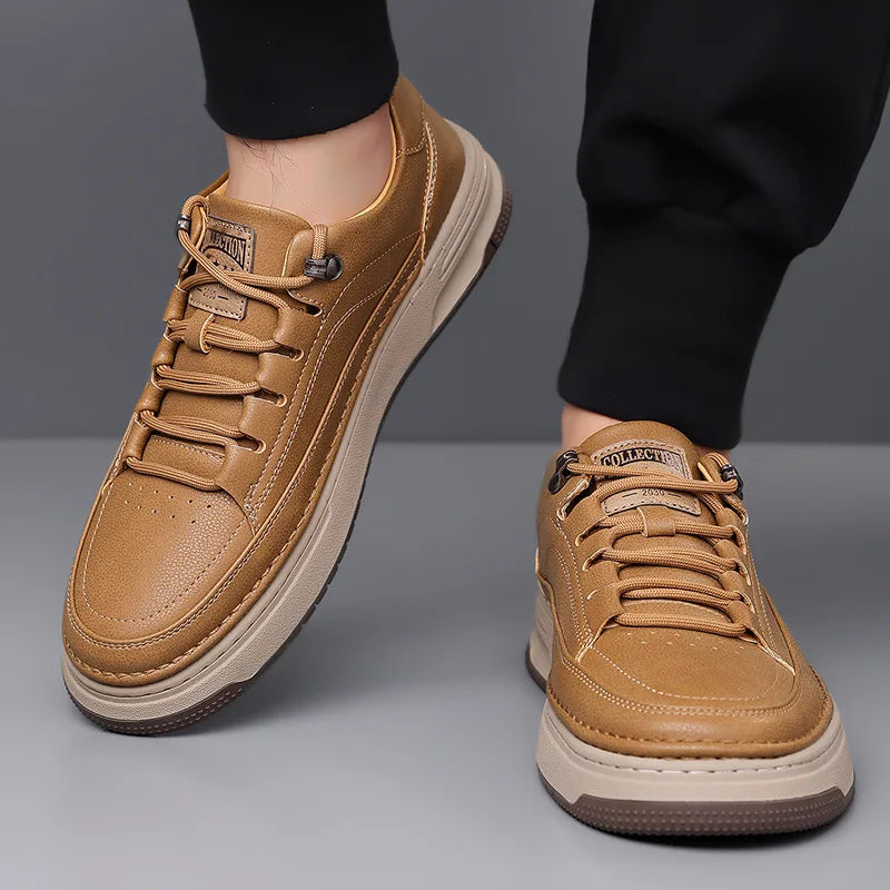 2026 New Men's Leather Shoes Soft Sole Men's Casual Shoes Business Fashion Sneakers