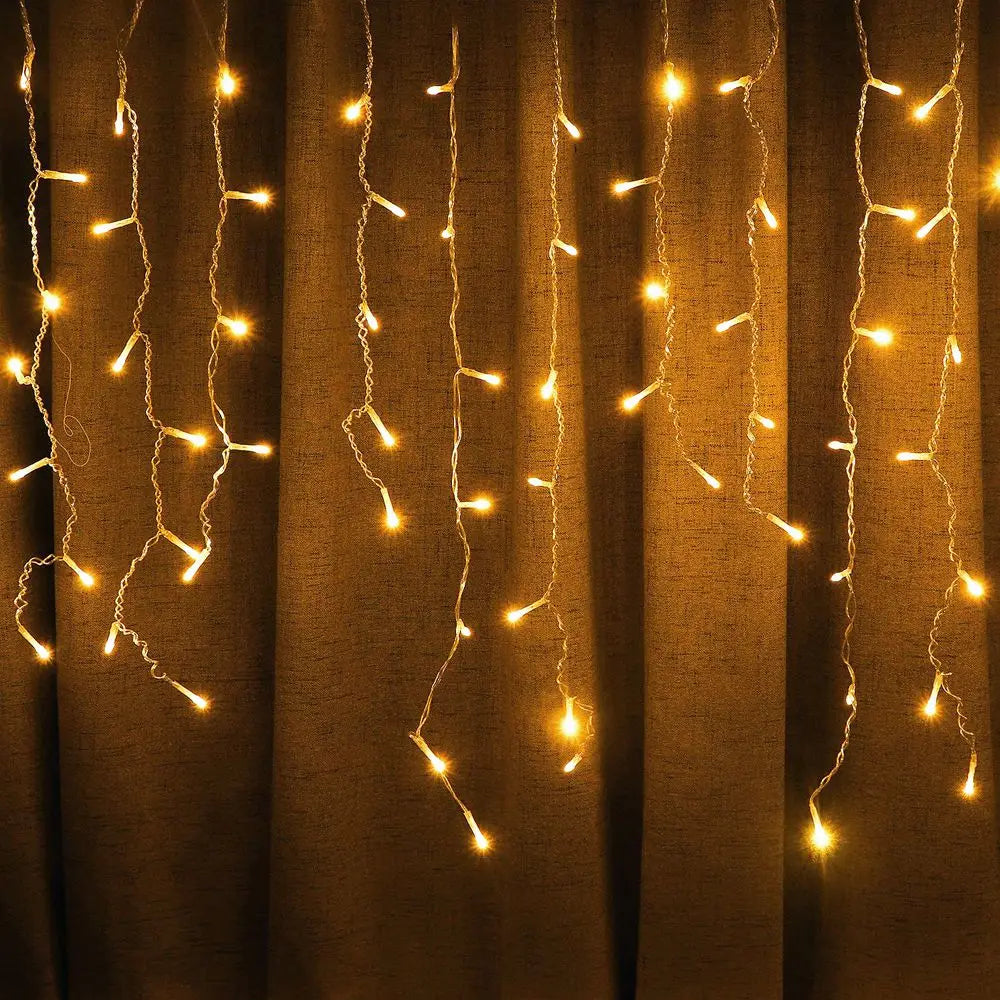 4/6/12M LED Icicle String Lights Fairy Curtain Christmas Lights Garland For Outdoor Garden Party Home Street 2025 New Year Decor