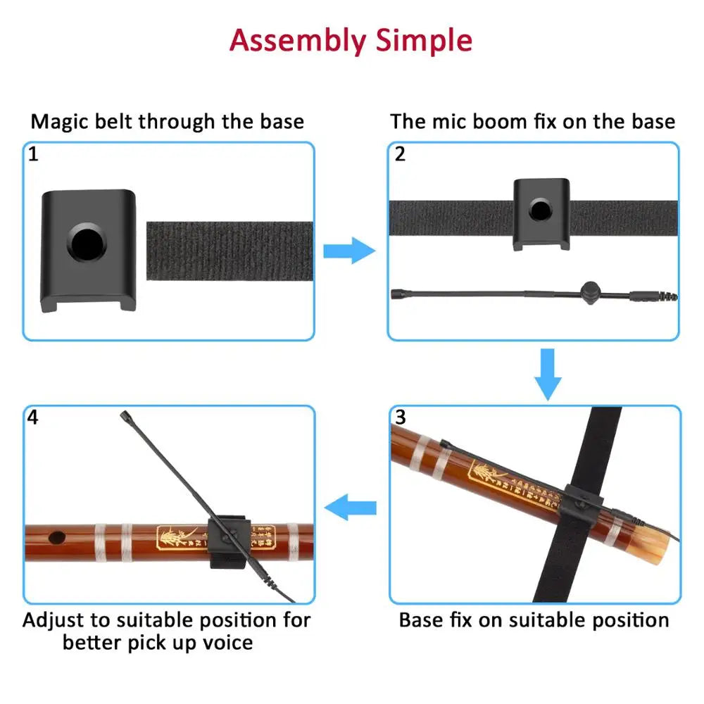 KIMAFUN 2.4G Mini Wireless Flute Microphone Omnidirectional Condenser Instrument Microphone for Flute Musicians