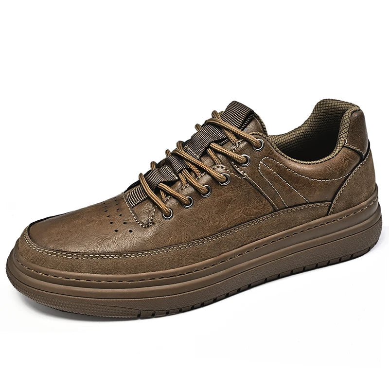 In Ready Stock Fashion Breathable New Shoes Casual Sneakers Genuine Leather Handmade Men Shoes Sneakers