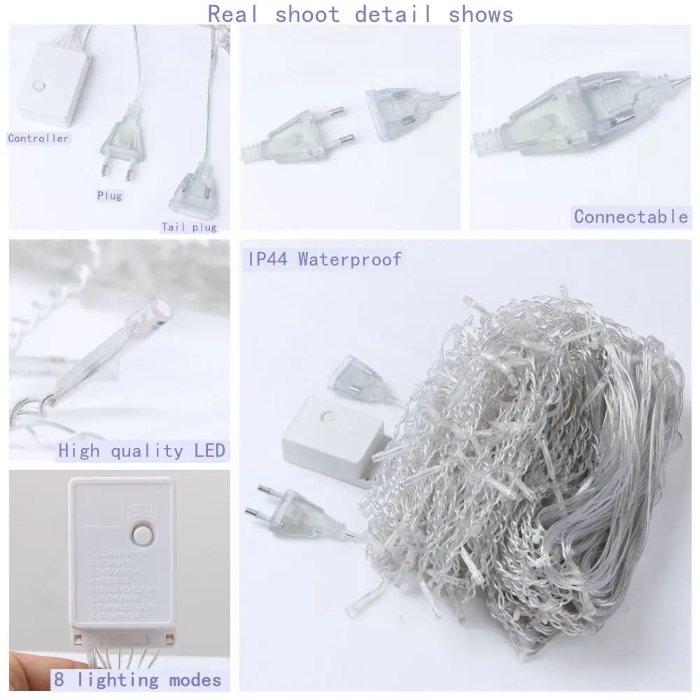 4/6/12M LED Icicle String Lights Fairy Curtain Christmas Lights Garland For Outdoor Garden Party Home Street 2025 New Year Decor