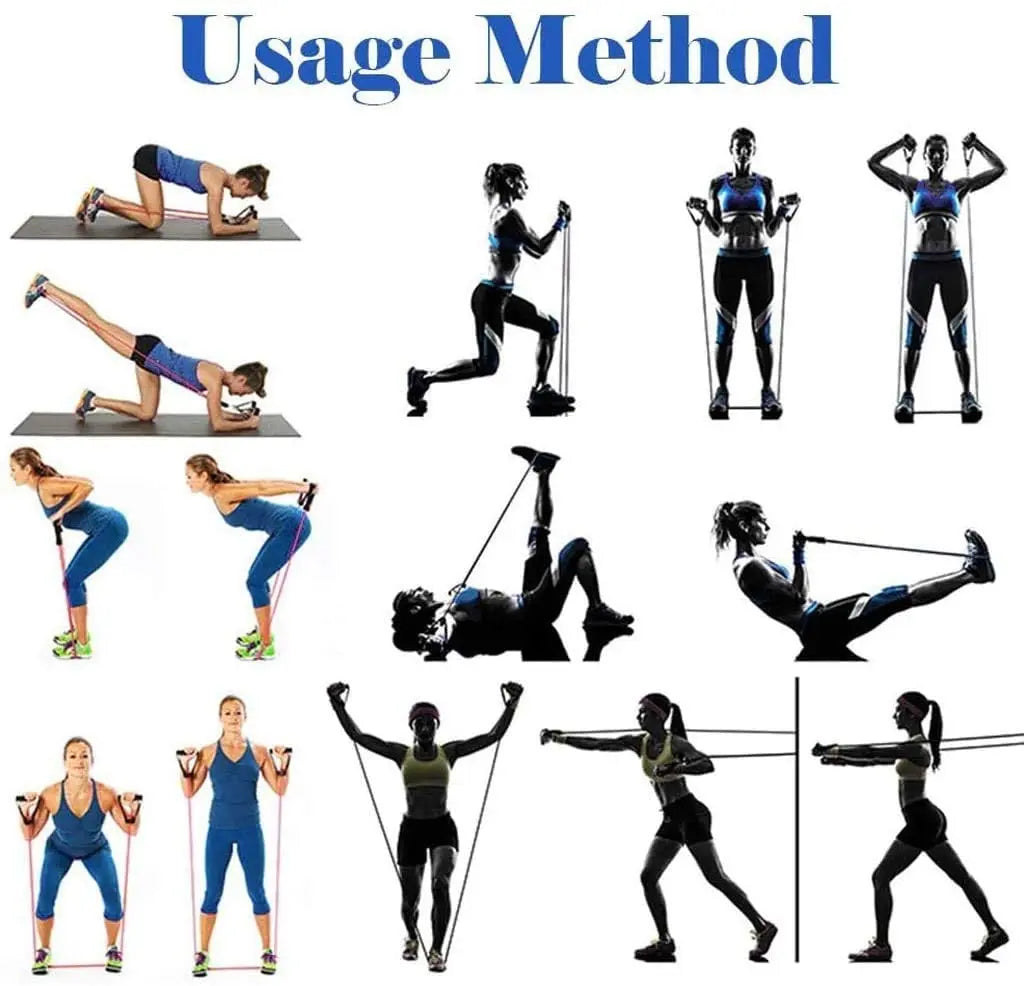 Latex resistance Pull bands rope for Pilates, yoga, CrossFit, fitness , 11PCs - You Offer