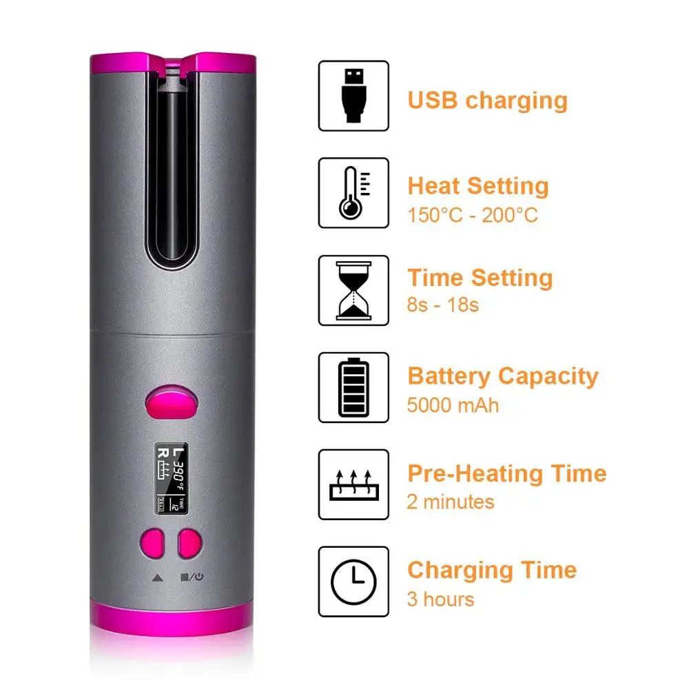 CORDLESS PORTABLE AUTOMATIC HAIR CURLER - You Offer