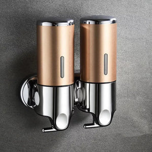Wall Mounted Shower Dispenser Manual Single/Double Pump Black Shampoo Liquid Kitchen Bathroom Accessory