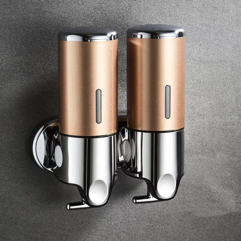 Wall Mounted Shower Dispenser Manual Single/Double Pump Black Shampoo Liquid Kitchen Bathroom Accessory