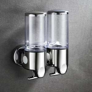 Wall Mounted Shower Dispenser Manual Single/Double Pump Black Shampoo Liquid Kitchen Bathroom Accessory