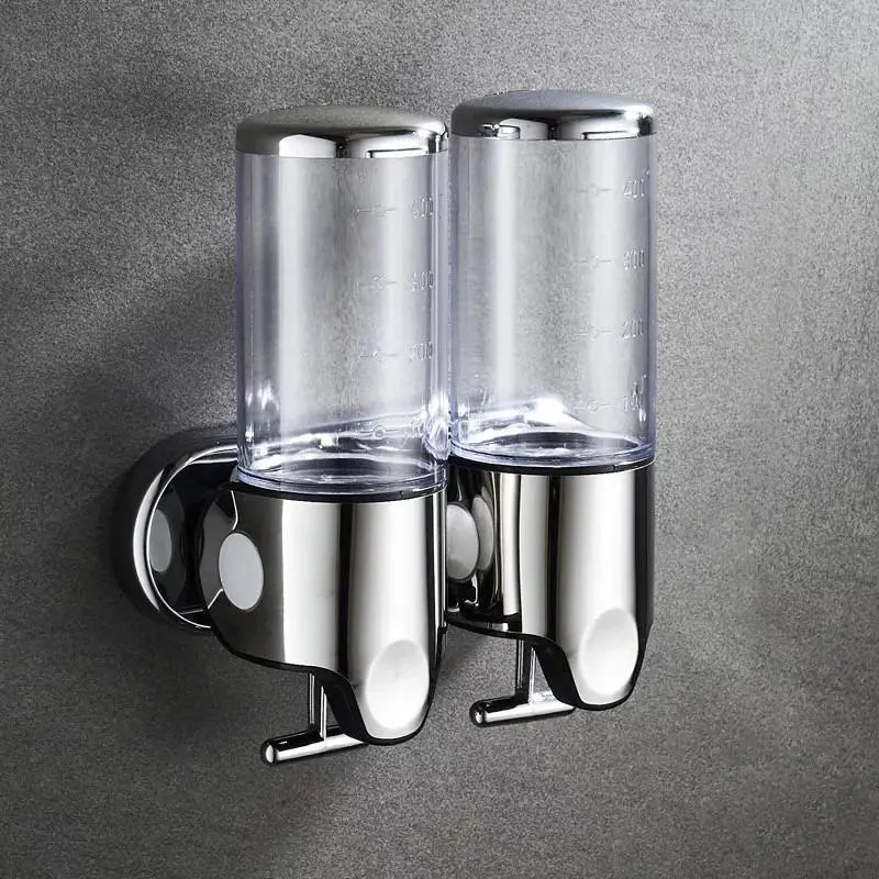 Wall Mounted Shower Dispenser Manual Single/Double Pump Black Shampoo Liquid Kitchen Bathroom Accessory