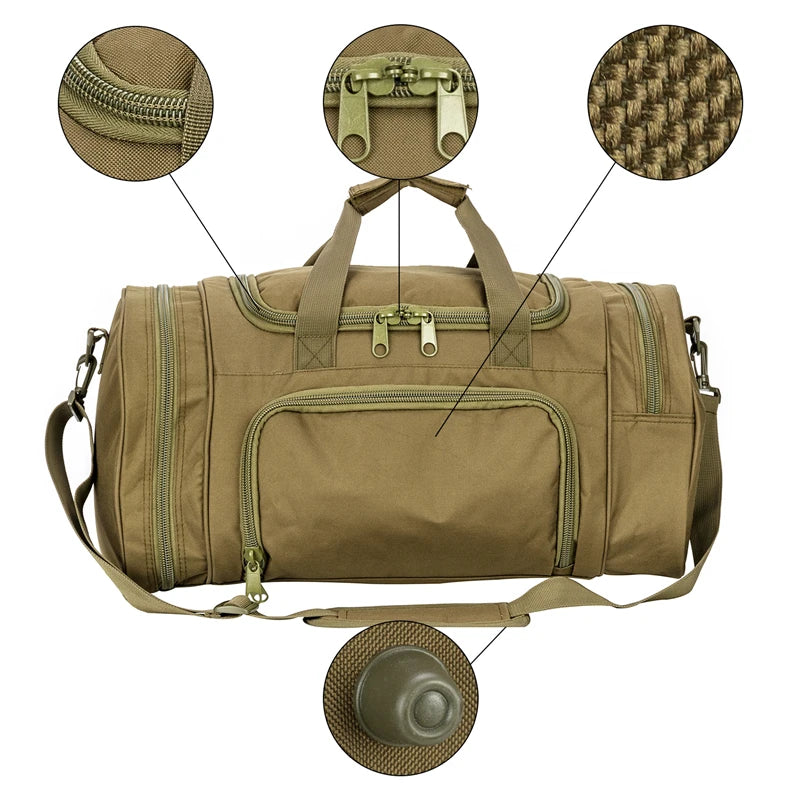 Military Tactical Travel Bag Men Outdoor Handbag Sports Luggage Bags Weekend Gym Hiking Trekking Bag with Shoes Compartment - You Offer
