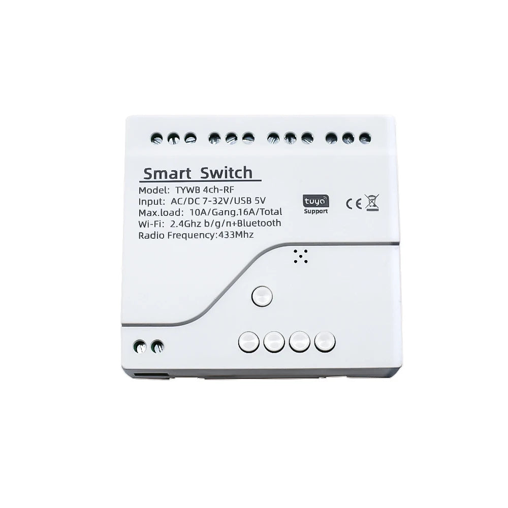 4CH Tuya Smart Life Wireless Wifi Switch Module WI FI APP Remote Control DC 12V 24V AC 220V RF Receiver 10A Smart Relay Alexa