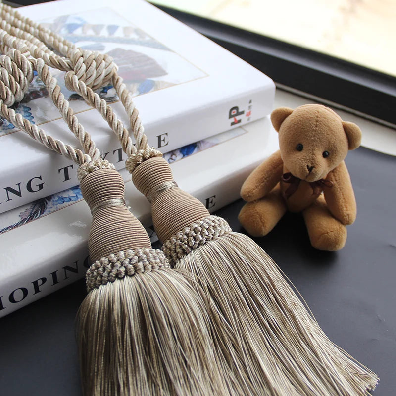 2Pcs Tassels Curtain Tieback Home Decoration Curtains Holder Buckle Rope Gold Hanging Balls Decor Living room Accessories
