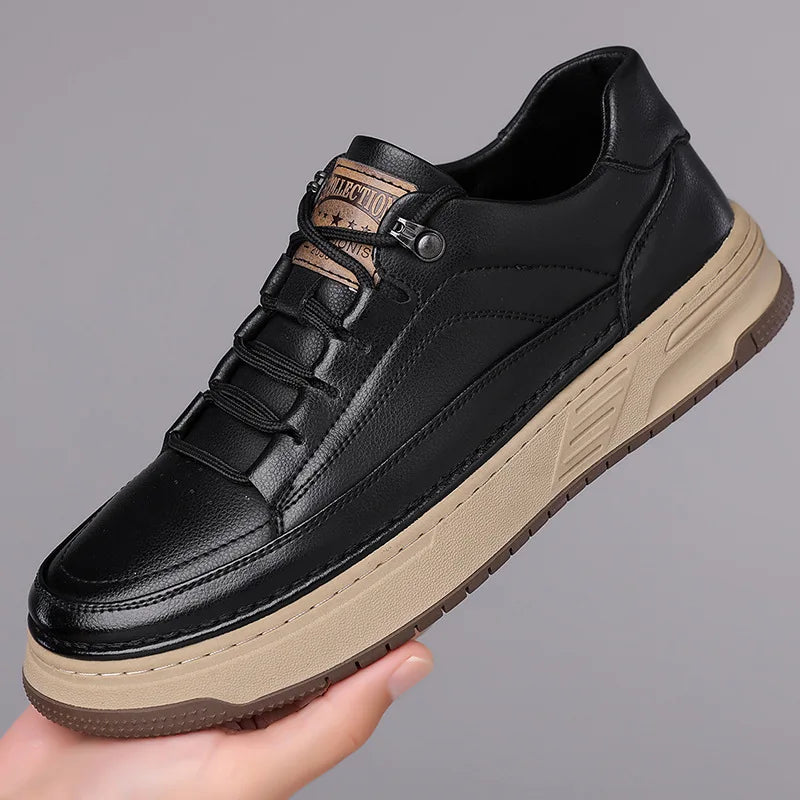 2026 New Men's Leather Shoes Soft Sole Men's Casual Shoes Business Fashion Sneakers