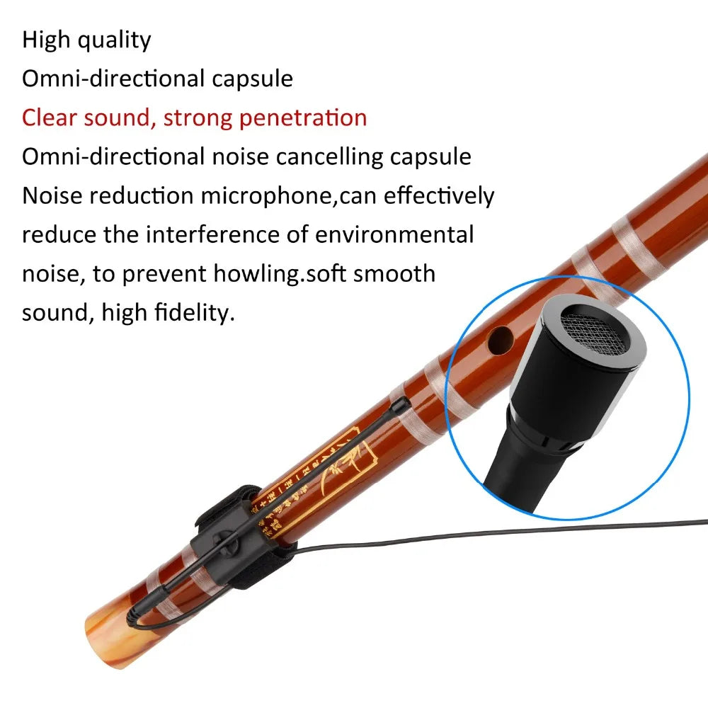 KIMAFUN 2.4G Mini Wireless Flute Microphone Omnidirectional Condenser Instrument Microphone for Flute Musicians