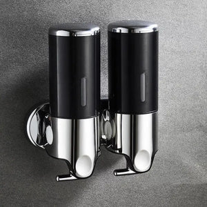 Wall Mounted Shower Dispenser Manual Single/Double Pump Black Shampoo Liquid Kitchen Bathroom Accessory