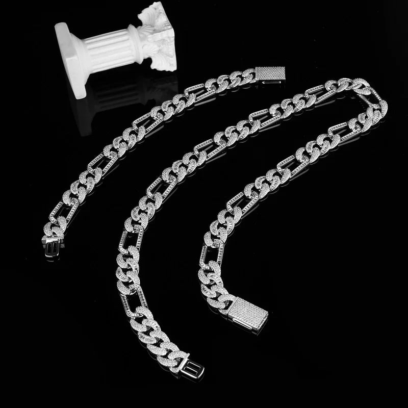 Customizable Men's Moissanite Brass Figaro Style Chains 14K/18K Gold-Plated Miami Cuban Link Necklace for Weddings and Gifts - You Offer