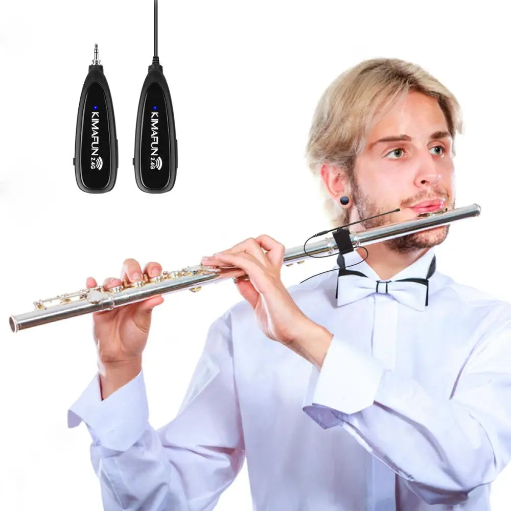 KIMAFUN 2.4G Mini Wireless Flute Microphone Omnidirectional Condenser Instrument Microphone for Flute Musicians