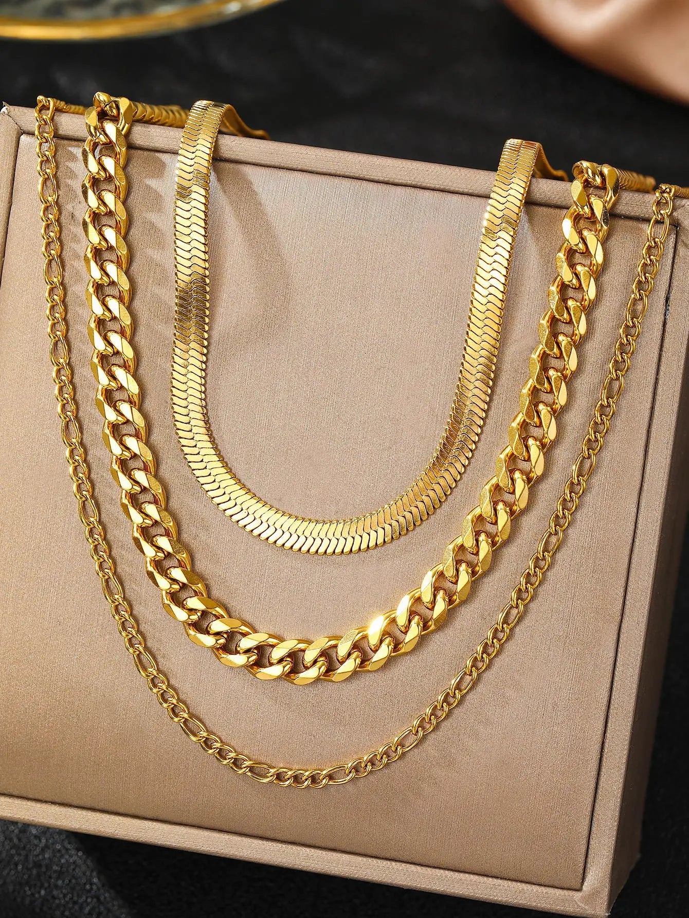 Hip Hop Personality Three Layered Necklace Cuban Women'S Geometry Chain Necklaces Fashionable Versatile Stainless Steel Jewelry - You Offer