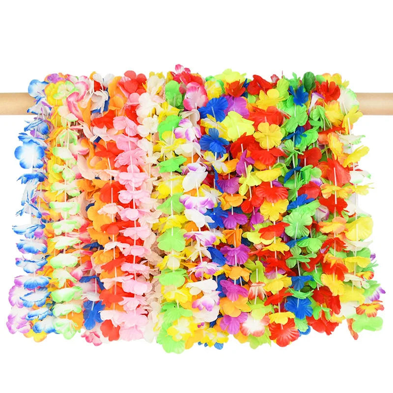 5-50Pcs Hawaiian Artificial Flower Necklace Summer Tropical Beach Birthday Party Decoration Supplies Wedding Favors for Guests