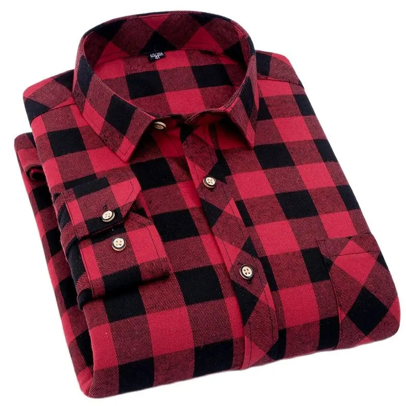 High Quality Soft Comfortable Casual Shirts Men Autumn Spring Long Sleeve Fashion Flannel Plaid Male Camisas Christmas Men Shirt