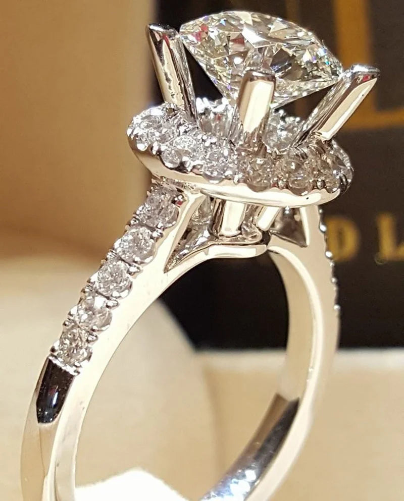 New 925 Sterling Silver Ring Simulation Diamond CZ Ring, Suitable For Female Charm Jewelry Engagement Gifts - You Offer