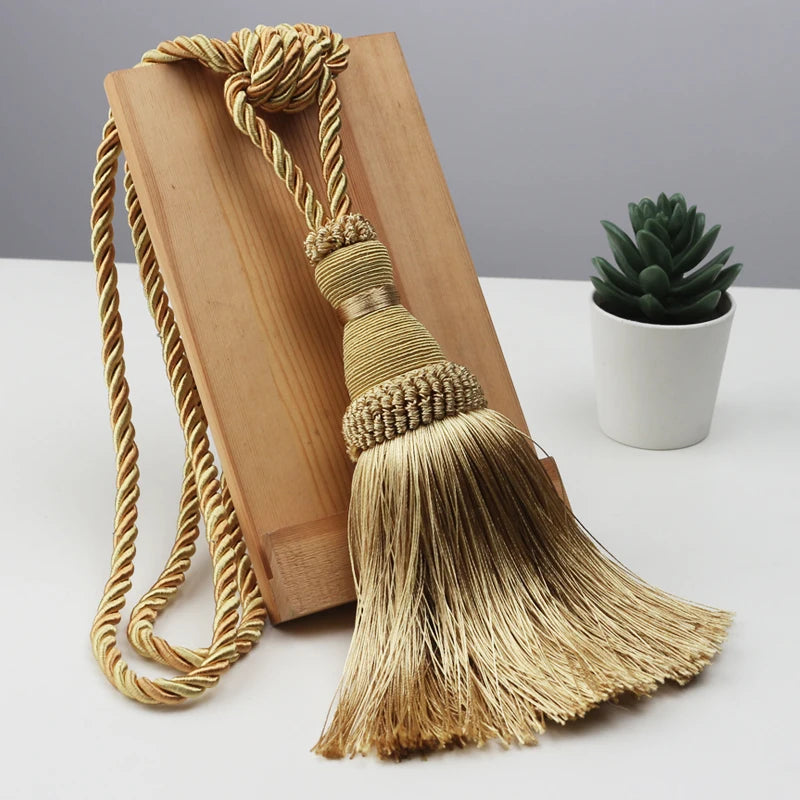 2Pcs Tassels Curtain Tieback Home Decoration Curtains Holder Buckle Rope Gold Hanging Balls Decor Living room Accessories