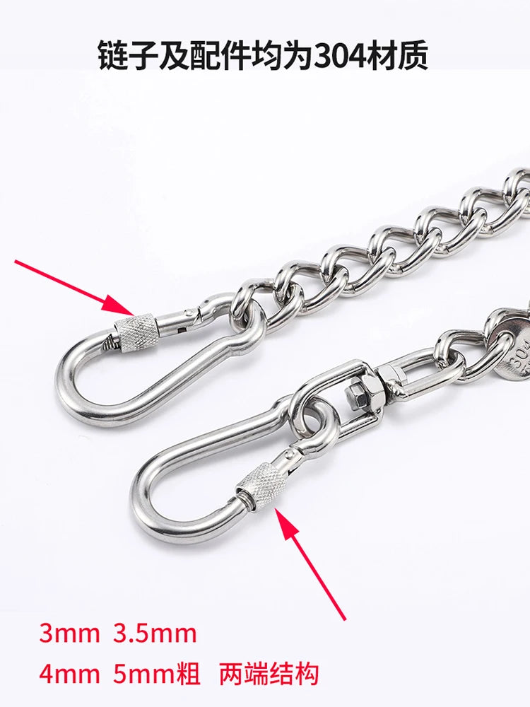 HQ LC02 100% Stainless Steel 304 Seamless No Knot Jack Link Chain Pet Dog Leash Small Large Dogs Lead Leash with Collar Handle