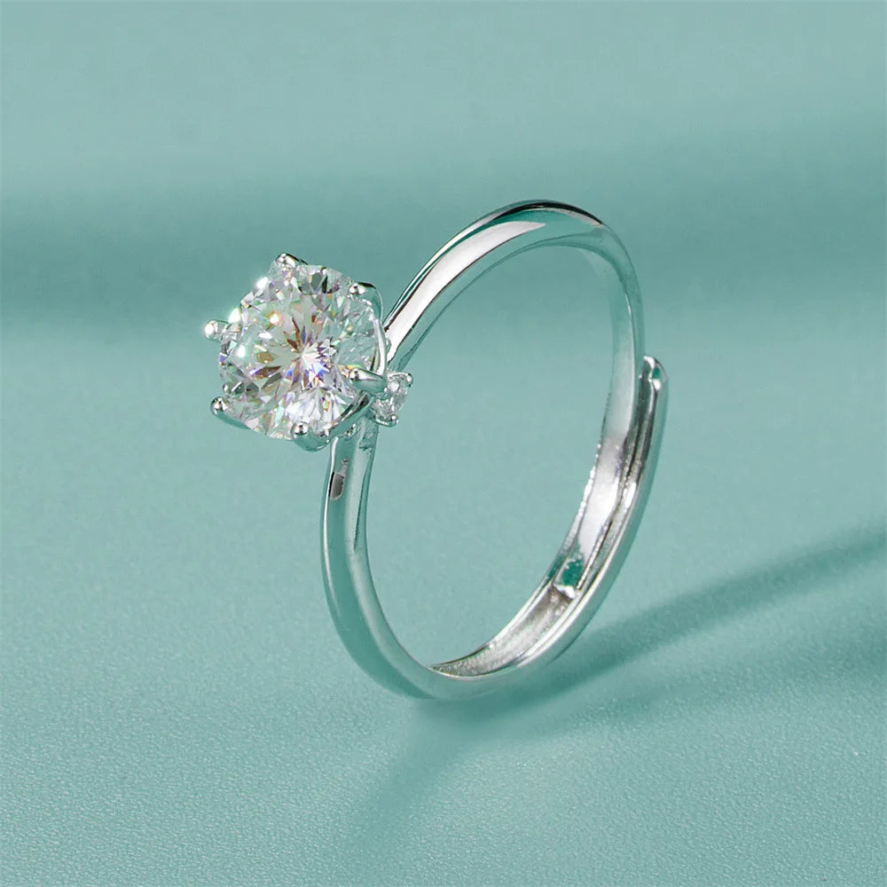 Dropshipping Gift S925 Sterling Silver Moissanite Diamond Ring 1 Carat Couple's Ring Wedding Proposal Birthday Gift - You Offer