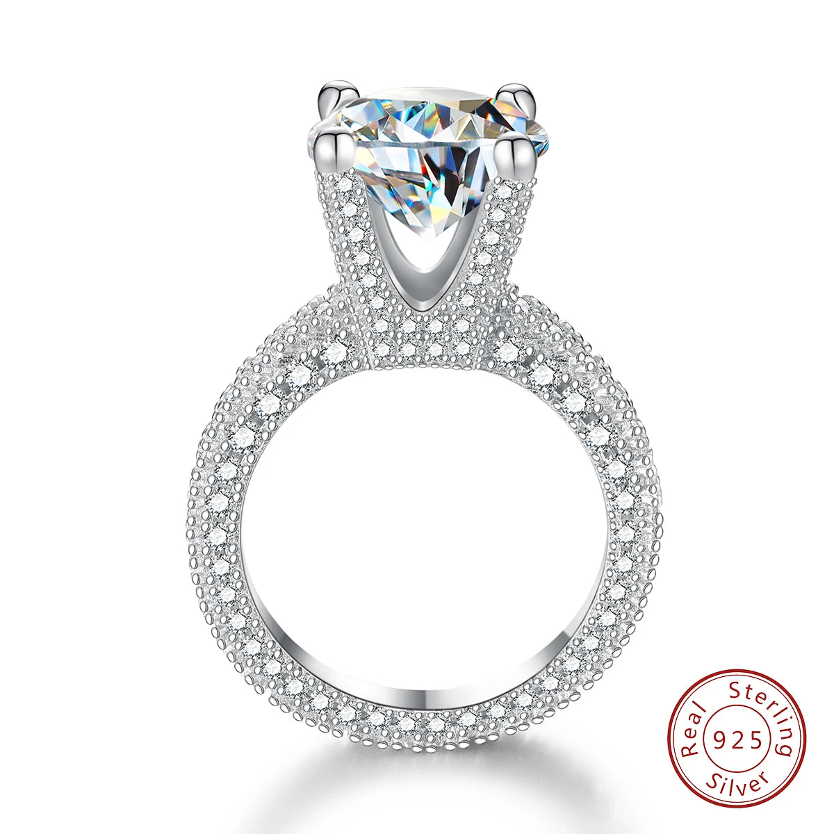 Luxury GRA Certificate Brilliant  5ct Halo Classic Round Shape Moissanite Engagement Rings 925 Sterling Silver for Women Men - You Offer