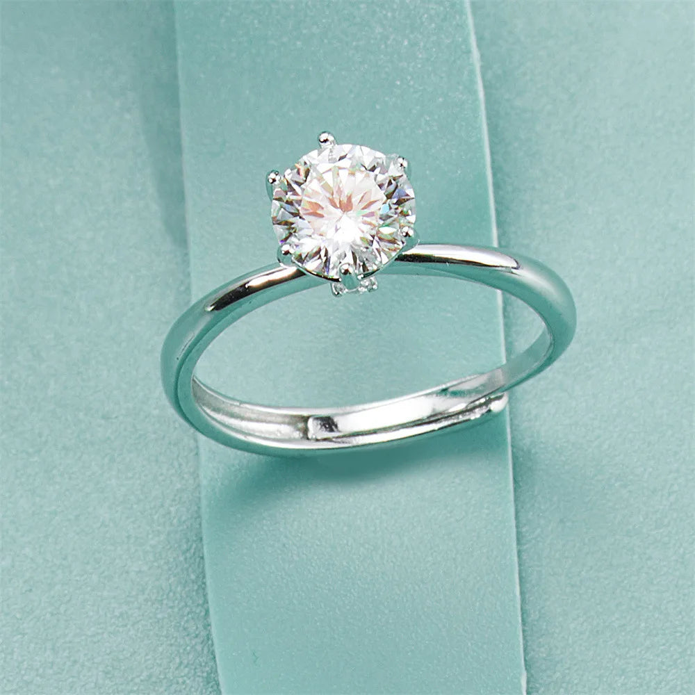 Dropshipping Gift S925 Sterling Silver Moissanite Diamond Ring 1 Carat Couple's Ring Wedding Proposal Birthday Gift - You Offer