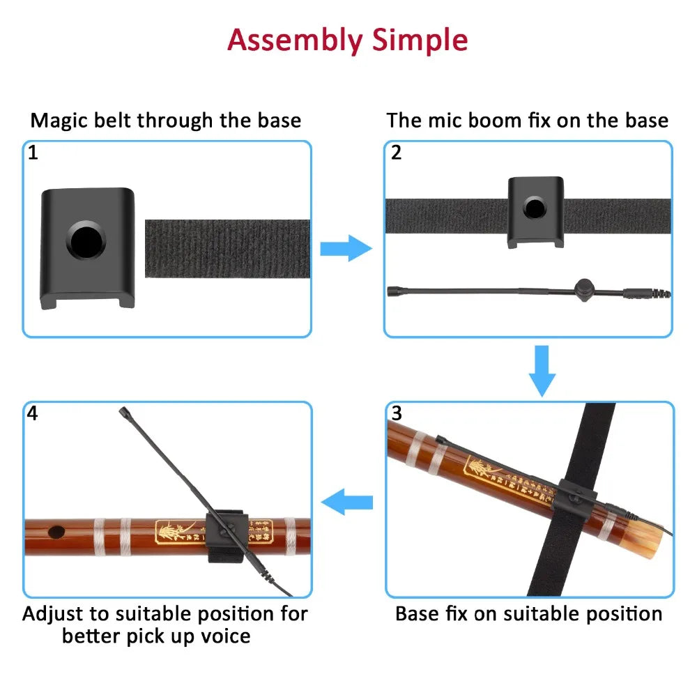 KIMAFUN 2.4G Mini Wireless Flute Microphone Omnidirectional Condenser Instrument Microphone for Flute Musicians
