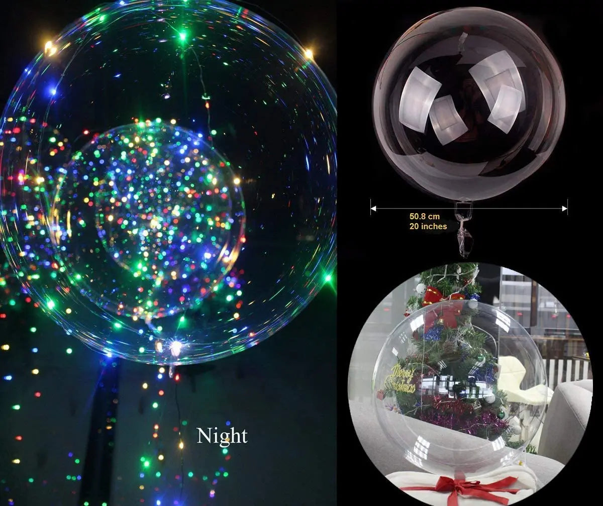 18 20 24 inch 10 Pack Light Up BoBo Party Christmas Led Balloons Clear Big Balloon with Helium for Birthday Wedding Party Decor