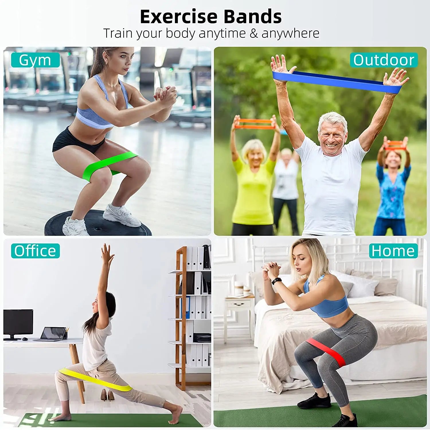 300lb Fitness Booty Resistance Elastic Band Workout for Training Home Exercise Sport Gym Dumbbell Harness Set Expander Equipment