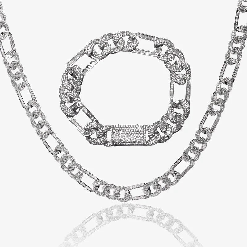 Customizable Men's Moissanite Brass Figaro Style Chains 14K/18K Gold-Plated Miami Cuban Link Necklace for Weddings and Gifts - You Offer