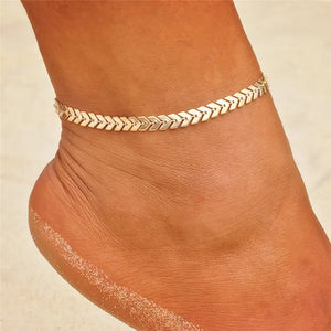 LETAPI Two Layers Chain Heart Style Gold/Silver Color Anklets For Women Bracelets Summer Barefoot Sandals Jewelry On Foot Leg - You Offer