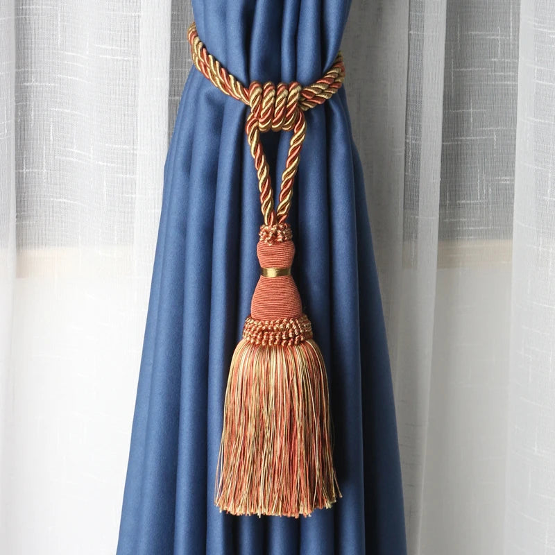 2Pcs Tassels Curtain Tieback Home Decoration Curtains Holder Buckle Rope Gold Hanging Balls Decor Living room Accessories