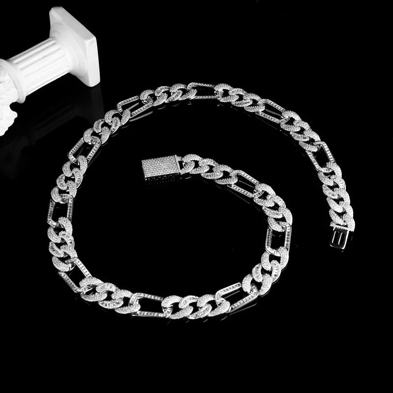 Customizable Men's Moissanite Brass Figaro Style Chains 14K/18K Gold-Plated Miami Cuban Link Necklace for Weddings and Gifts - You Offer