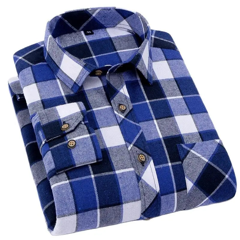 High Quality Soft Comfortable Casual Shirts Men Autumn Spring Long Sleeve Fashion Flannel Plaid Male Camisas Christmas Men Shirt