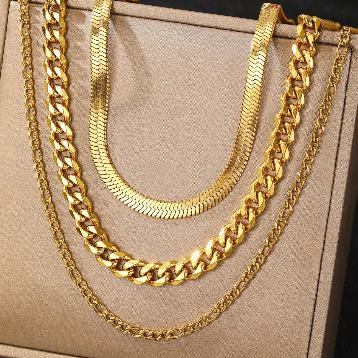 Hip Hop Personality Three Layered Necklace Cuban Women'S Geometry Chain Necklaces Fashionable Versatile Stainless Steel Jewelry - You Offer