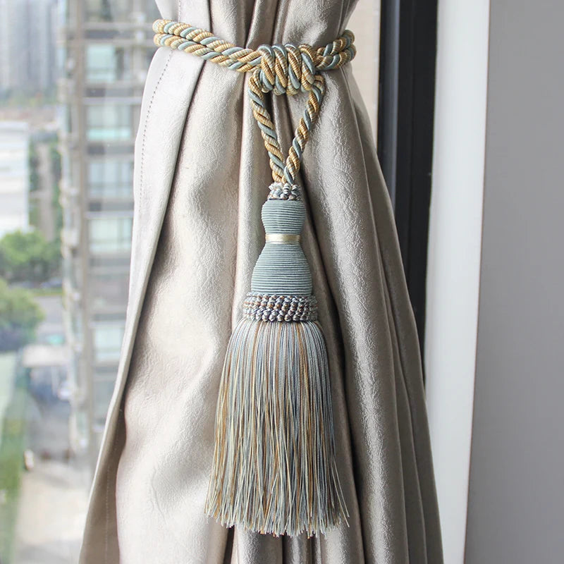 2Pcs Tassels Curtain Tieback Home Decoration Curtains Holder Buckle Rope Gold Hanging Balls Decor Living room Accessories
